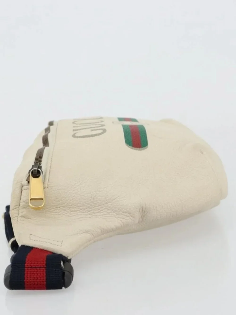 GUCCI Sherry Line Waist bag Leather Red White 493869 Auth